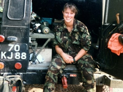 Miranda Pusey sat on the tail gate of her jeep