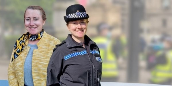 Female Special Constable in uniform and again in civilian clothes