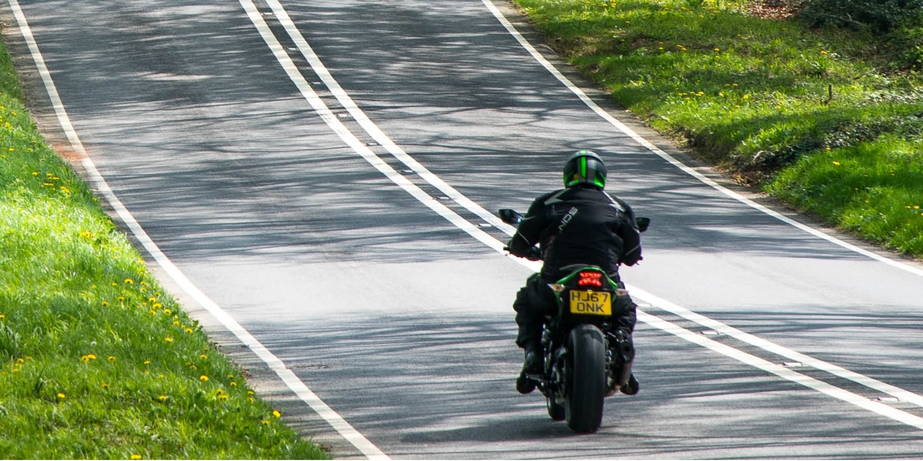 Motorcycle on Dorset countryside road